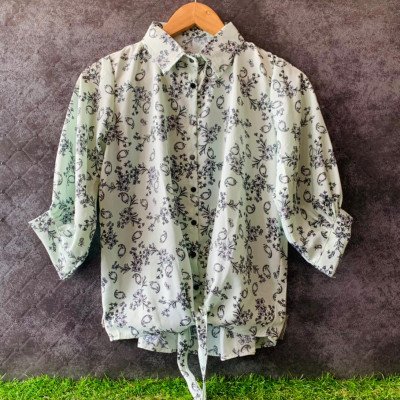 Special Flower Small Print  Knot Pattern Shirt