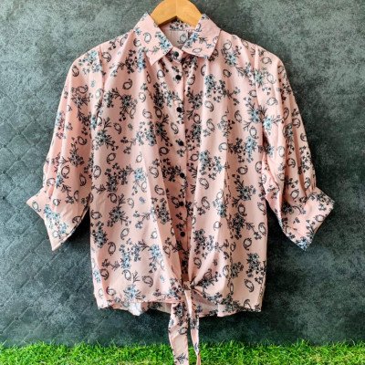 Special Multi Flower Small Print  Knot Pattern Shirt