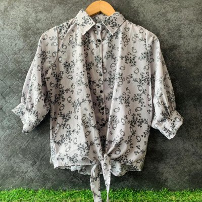 Multi Special Flower Small Print  Knot Pattern Shirt