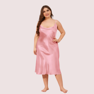 Plus Size Solid Satin Slip Dress (4XLâ€“5XL)